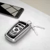 Husa Cheie Auto pentru BMW - 3 Butoane - Keyless Go, kwmobile, Silicon, Argintiu / Negru, 55039.01