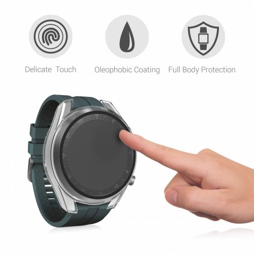 Set 2 Huse pentru Huawei Watch 3 Pro, kwmobile, Sticla securizata, Negru / Transparent, 55794.01