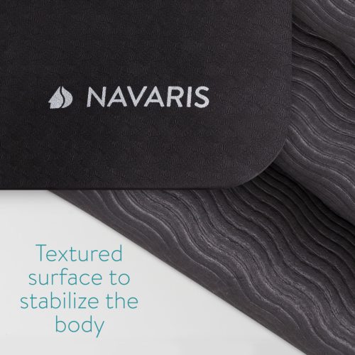 Saltea yoga XXL Navaris, 180x120x0.6 cm, extra spatiu, antiderapanta, negru, TPE