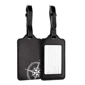   Set 2 Etichete pentru bagaje, Kwmobile, Negru/Alb, Piele ecologica, 53127.05