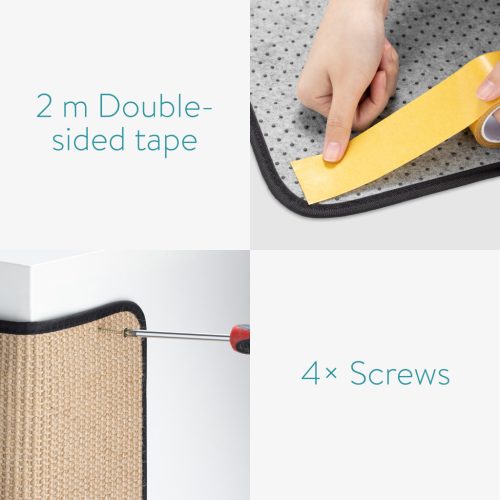 Covoras pentru zgariat pisici Navaris, 60x32 cm, Sisal, cu suruburi si banda dublu adeziva, 56668.01