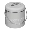 Cos De Compost Metalic, Gri, 3L + 3x Filtru, Navaris, 49642.1.22