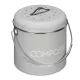 Cos De Compost Metalic, Gri, 3L + 3x Filtru, Navaris, 49642.1.22