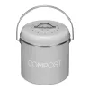 Cos De Compost Metalic, Gri, 3L + 3x Filtru, Navaris, 49642.1.22