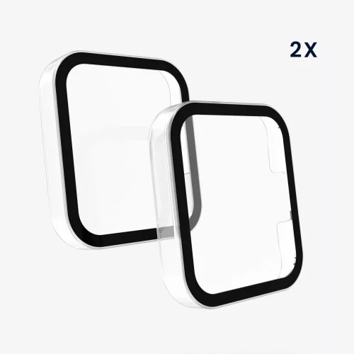 Set 2 Huse pentru Xiaomi Redmi Watch 2, kwmobile, Sticla securizata, Negru / Transparent, 56913.01