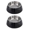 Set 2 Boluri pentru animale de companie Navaris, Metal, Negru, 57479.01