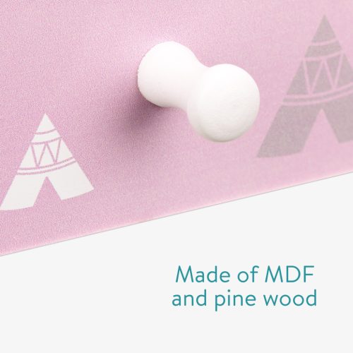 Cuier perete copii Navaris, 4 carlige, design animale, 40x14.8x0.9 cm, multicolor, lemn