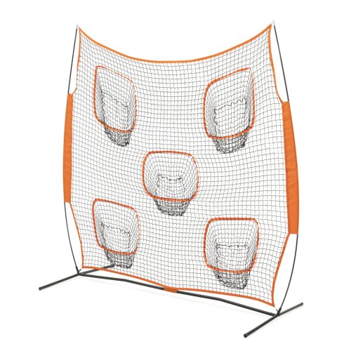 Plasa antrenament aruncare Navaris, 5 buzunare, 240x240x120 cm, pliabila, cu geanta, negru, poliester