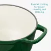 Oala fonta Navaris, 20 cm, emailata, verde, 2.5L, cu capac, pentru cuptor si plita, 58000.01.80