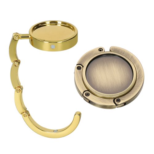 Set 2 Carlige de masa pentru genti, Kwmobile, Auriu, Aluminiu, 48556.08