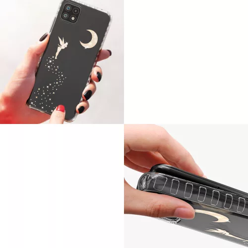 Husa Kwmobile pentru Samsung Galaxy A22 5G, Silicon, Transparent/Auriu, 58363.01