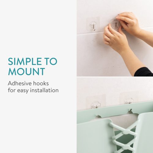 Cos rufe pliabil Navaris, 30 L, montaj pe perete, kit montaj inclus, verde, polipropilena/cauciuc