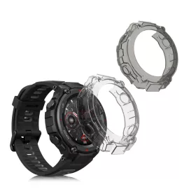   Set 2 Huse pentru Huami Amazfit T-Rex/Amazfit T-Rex Pro, Kwmobile, Negru/Transparent, Silicon, 58459.02