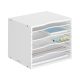 Organizator documente Navaris, 33x24.5x26 cm, rafturi reglabile, birou, alb, MDF/bambus