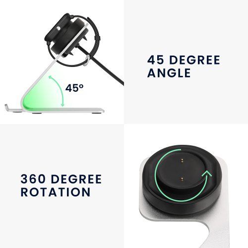 Docking stand pentru Huami Amazfit Bip U/Amazfit Pop Pro/Amazfit T-Rex Pro, Kwmobile, Negru/Argintiu, Metal, 58727.01