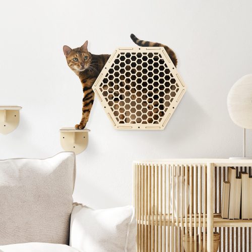 Mobilier de catarat pentru pisici Navaris, Bej, Lemn, 58934.04