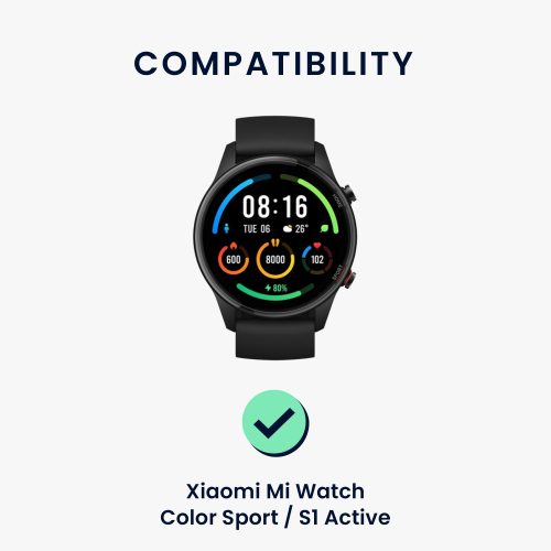 Set 2 curele pentru Xiaomi Mi Watch Color Sport/Watch S1 Active, Kwmobile, Gri/Verde, Silicon, 58971.02