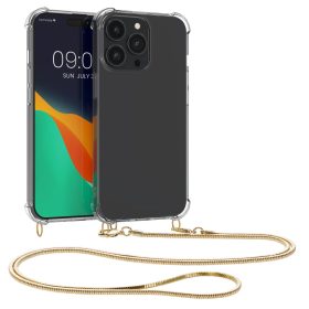   Husa Kwmobile pentru Apple iPhone 14 Pro Max, Silicon, Transparent/Auriu, 59105.21