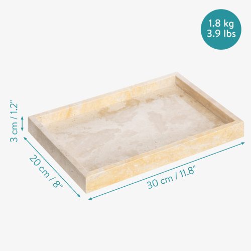Tava travertin Navaris, 30x20x3 cm, decor/organizare, bej, piatra naturala