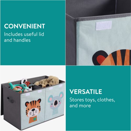 Cutie mare depozitare jucarii Navaris, cu capac, separator, 62.2x33x40.6 cm, multicolor, plastic