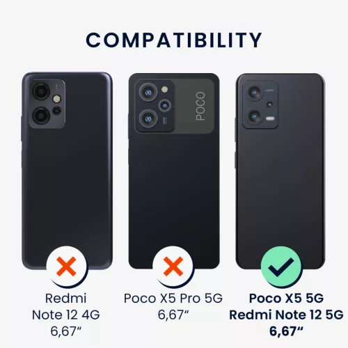 Husa Kwmobile cu snur pentru Xiaomi Redmi Note 12 5G/Poco X5, Multicolor, Silicon, 60892.03