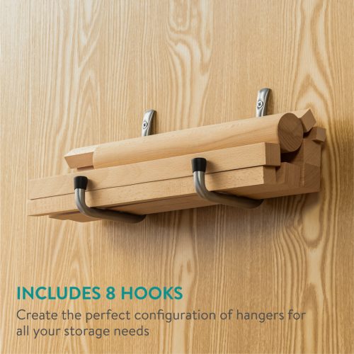 Set 8 carlige depozitare Navaris, tavan/perete, 64.95x15x11.5 cm, garaj, negru, otel