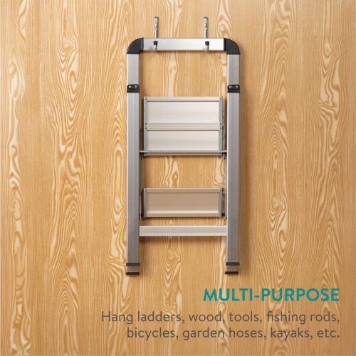 Set 6 carlige depozitare Navaris, 21.5x15.5 cm, tavan/perete, garaj, negru, otel