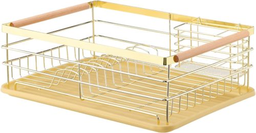 Scurgator de vase Navaris, cu suport de picurare, cu raft pentru farfurii, pahare si tacamuri, maro, 52545.04