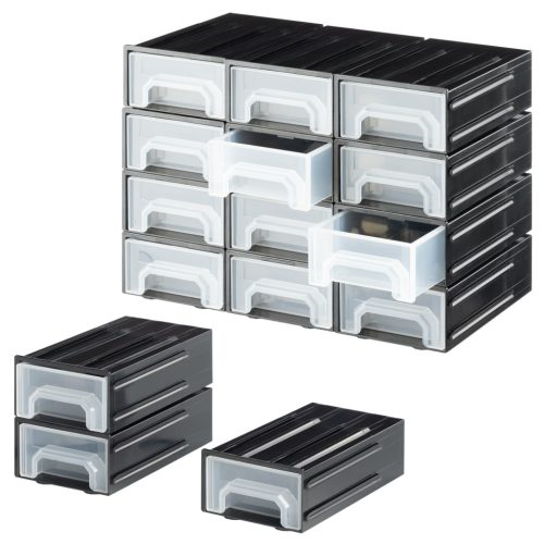 Cutie organizare Navaris cu 12 sertare interconectabile, 5.9x3.4x1.9 cm, montaj perete, gri, plastic