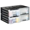 Cutie organizare Navaris cu 4 sertare interconectabile, 5.9x5.1x2.9 cm, montaj perete, gri, plastic