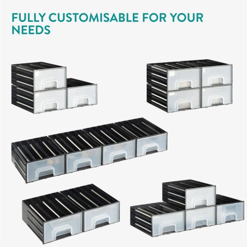 Cutie organizare Navaris cu 4 sertare interconectabile, 5.9x5.1x2.9 cm, montaj perete, gri, plastic