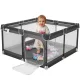 Tarc de joaca copii Navaris, 130x130x50 cm, plasa respirabila, montaj rapid, negru, plastic