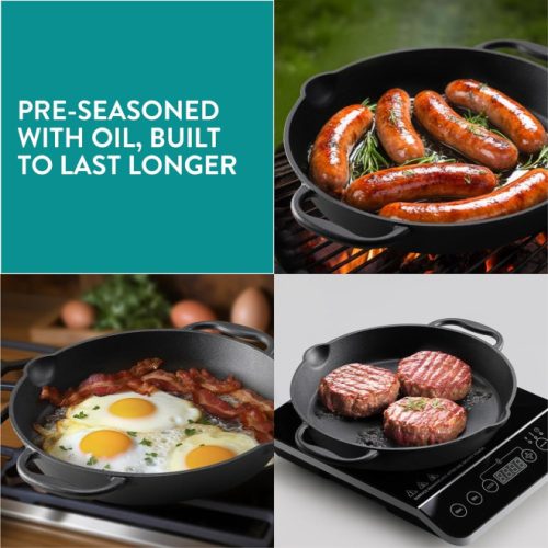 Tigaie din fonta Navaris pentru aragaz / cuptor / gratar - 30.6 cm - negru, NAV0000100Q004C