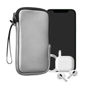   Husa Universala Kwmobile pentru telefon, Marime M - 5.5 inch, Argintiu, Neopren, KWM0000099O170C
