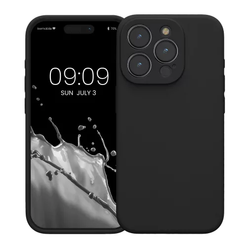 Husa Kwmobile pentru Apple iPhone 15 Pro, Negru, Silicon, KWM000022OM003C