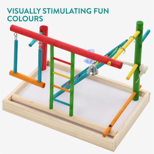 Jucarie din lemn Navaris pentru papagali, 2 niveluri, 35x25x28 cm, NAV0000273S001C