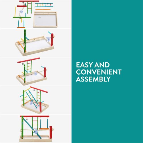 Jucarie din lemn Navaris pentru papagali, 2 niveluri, 35x25x28 cm, NAV0000273S001C