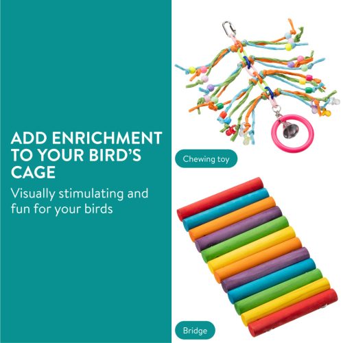 Set jucarii papagali Navaris, 2 piese, pod si mestecat, lemn de plop, NAV0000273T002C