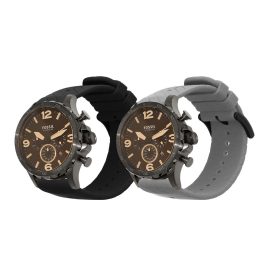   Set 2 Curele Kwmobile pentru Fossil Q Machine, Negru/Gri, Silicon, KWM0000253O002C