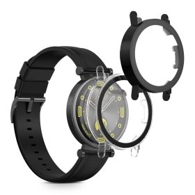   Set 2 Huse Kwmobile cu sticla securizata pentru Huawei Watch GT 4 (41mm), Transparent/Negru, Plastic, KWM0000254P002C