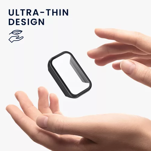 Set 2 Huse complete Kwmobile pentru Xiaomi Smart Band 8 Active/Redmi Band 2, Transparent/Negru, Plastic, KWM0000254Q002C