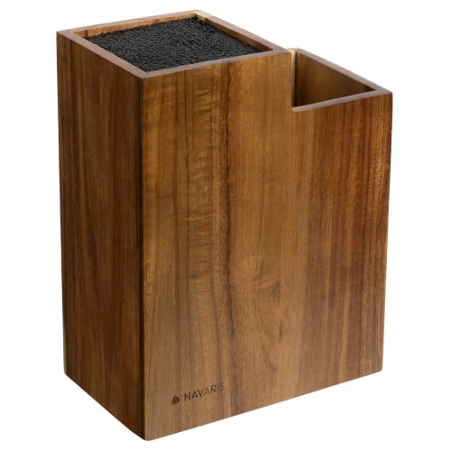 Suport cutite Navaris din lemn de acacia, cu suport pentru ustensile, NAV000012YH003C