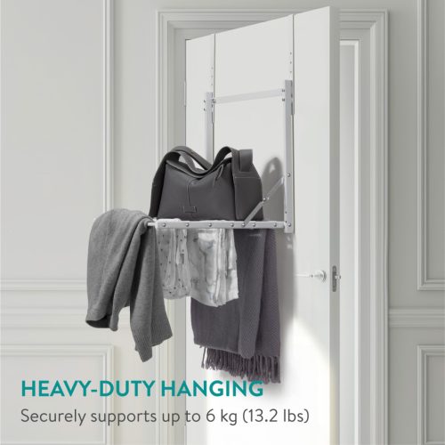 Suport uscator haine pliabil Navaris, peste usa, 1 nivel, 41x44x58.5 cm, capacitate 6 kg, negru, otel