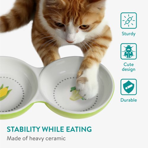 Castron dublu Navaris anti-varsare pentru animale mici, ceramica, NAV000013SF003C