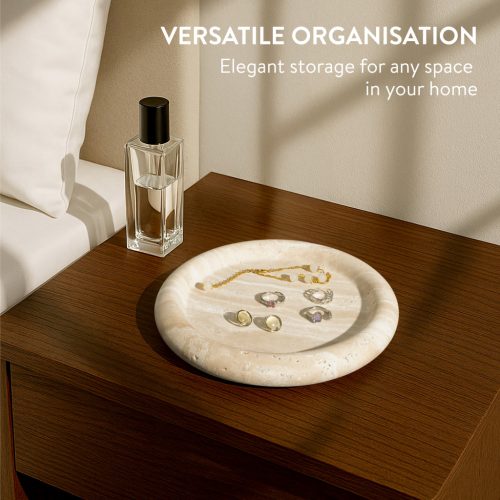 Tava travertin Navaris, rotunda, diametru 20 cm, baie si decor, bej, piatra naturala