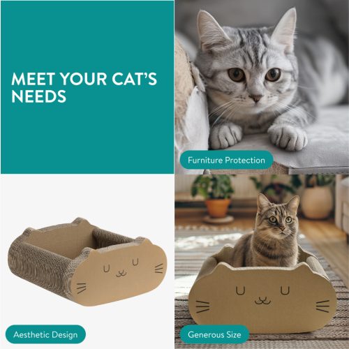 Culcus pisica Navaris, 41x40x20 cm, 2 in 1, carton reciclat, maro, NAV000039UB001C