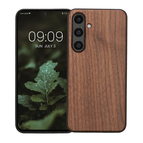 Husa Kwmobile pentru Samsung Galaxy S24 FE, Maro, Lemn/Silicon, KWM000021WK001C