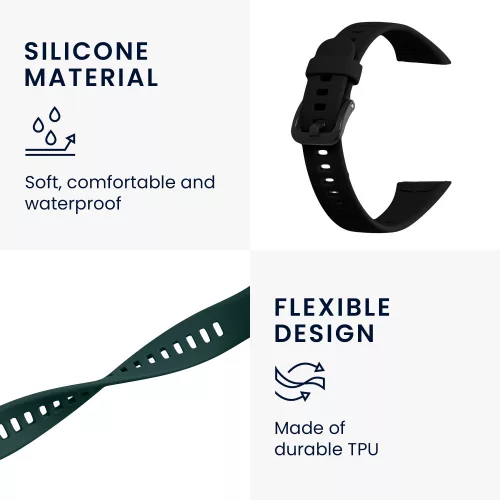 Curea kwmobile pentru Huawei Band 6, Silicon, Verde/Negru, 59296.01