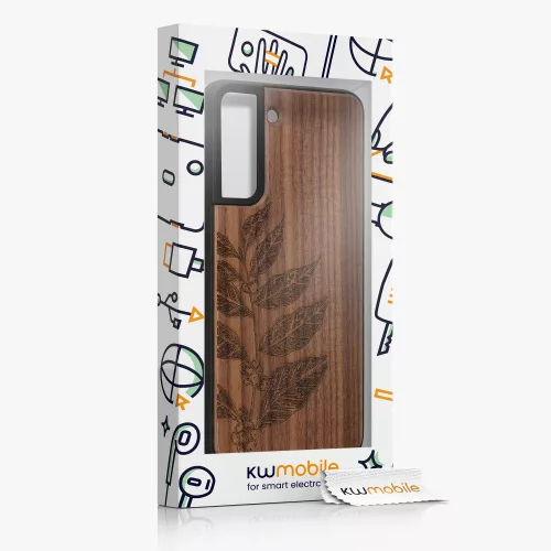 Husa kwmobile pentru Samsung Galaxy S21 FE, Lemn, Maro, 56172.05