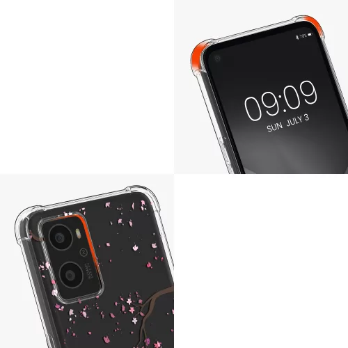 Bumper kwmobile pentru OPPO A76, Silicon, Transparent/Roz, 60042.01